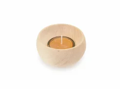 Lichtkugel klein aus Zirbenholz, handgedrechselt, H 5 cm, ø 8 cm, inkl. Glaseinsatz