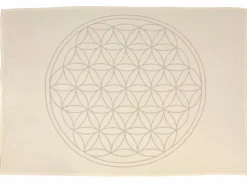 Meditationsdecke Blume des Lebens, natur/quarz, 150 x 200 cm, 100 % Baumwolle, GOTS