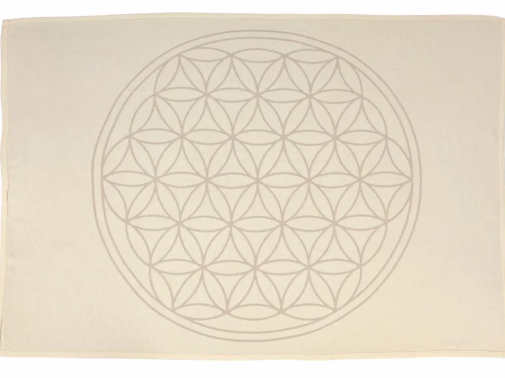 Meditationsdecke Blume des Lebens, natur/quarz, 150 x 200 cm, 100 % Baumwolle, GOTS