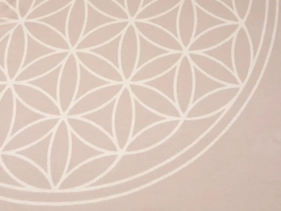 Meditationsdecke Blume des Lebens, natur/quarz, 150 x 200 cm, 100 % Baumwolle, GOTS