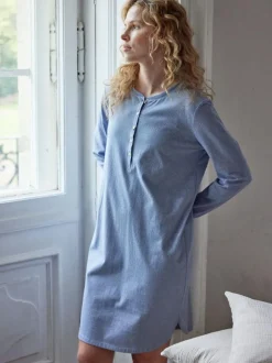 Nachthemd aus Bio-Baumwolle, 89 meerblau/weiß ringel, XS