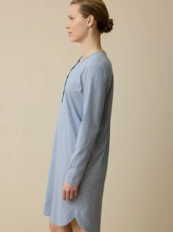 Nachthemd aus Bio-Baumwolle, 89 meerblau/weiß ringel, XS