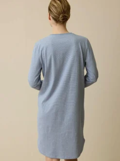 Nachthemd aus Bio-Baumwolle, 89 meerblau/weiß ringel, XS