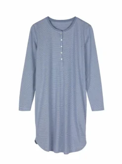 Nachthemd aus Bio-Baumwolle, 89 meerblau/weiß ringel, XS