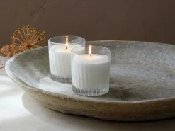 Natürliche Duftkerze SONNENKIND im Trinkglas mit Rillenschliff, ø 8,5 cm, H 9 cm