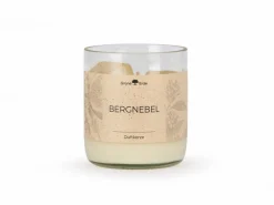Natürliche Rapswachskerze BERGNEBEL im rezyklierten Glas, Baumwolldocht, 325 ml, H 9,5 cm, ø 8,5 cm