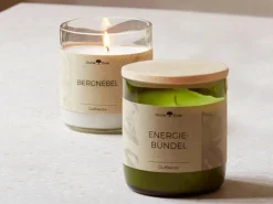 Natürliche Rapswachskerze BLUMENKIND im rezyklierten Glas, Baumwolldocht, 325 ml, H 9,5 cm, ø 8,5 cm