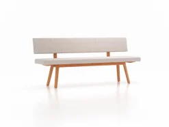 Polsterbank Mirato mit Rückenlehne, L 200 x T 56,5 x H 86 cm, Banklaenge 200 cm, Wollstoff Tano Natur (79), Buche