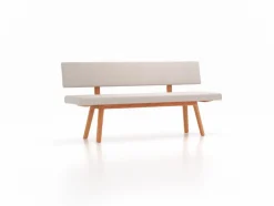 Polsterbank Mirato mit Rückenlehne, L 180 x T 56,5 x H 86 cm, Banklaenge 180 cm, Wollstoff Tano Natur (79), Buche