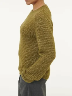 Pullover aus Alpakawolle und Bio-Baumwolle, 48 olive melange, S