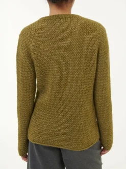 Pullover aus Alpakawolle und Bio-Baumwolle, 48 olive melange, S
