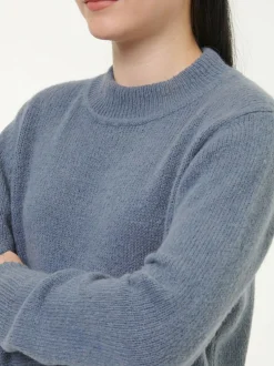 Pullover aus Alpakawolle, 37 stahlblau, M