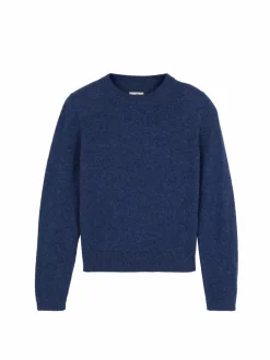 Pullover aus Alpakawolle, 05 blau melange, S