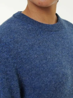 Pullover aus Alpakawolle, 05 blau melange, S