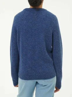 Pullover aus Alpakawolle, 05 blau melange, S