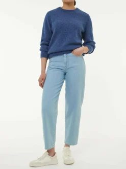 Pullover aus Alpakawolle, 05 blau melange, S