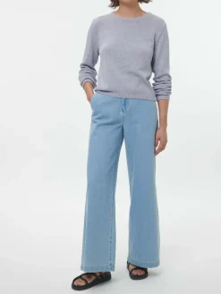 Pullover aus Bio-Baumwolle und Leinen, 84 blau/natur melange, S, GOTS