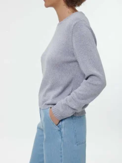 Pullover aus Bio-Baumwolle und Leinen, 84 blau/natur melange, S, GOTS