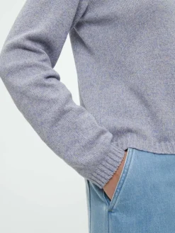 Pullover aus Bio-Baumwolle und Leinen, 84 blau/natur melange, S, GOTS