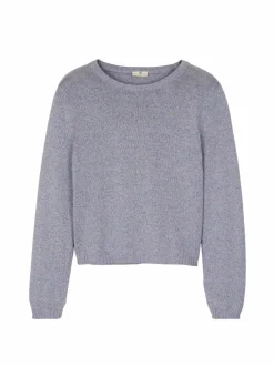 Pullover aus Bio-Baumwolle und Leinen, 84 blau/natur melange, S, GOTS