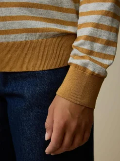 Pullover aus Bio-Baumwolle, 55 camel/grau melange ringel, L, GOTS