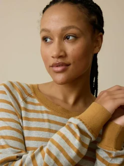 Pullover aus Bio-Baumwolle, 55 camel/grau melange ringel, L, GOTS