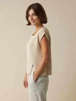 Pullover aus Bio-Baumwolle und Leinen, 60 natur mouliné, XL, GOTS