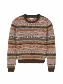 Pullover aus Yakwolle, Wolle und Kamelhaar, 77 yak gemustert rose, S