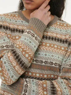 Pullover aus Yakwolle, Wolle und Kamelhaar, 84 yak gemustert eisblau, S