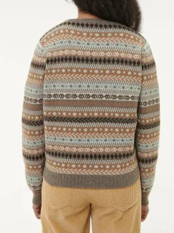 Pullover aus Yakwolle, Wolle und Kamelhaar, 84 yak gemustert eisblau, S