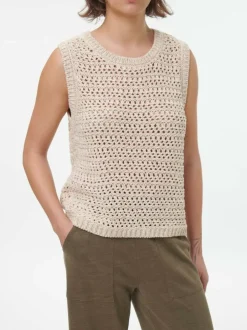 Pullunder aus Bio-Baumwolle, 85 camelie/offwhite, S, GOTS