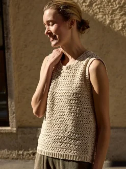 Pullunder aus Bio-Baumwolle, 85 camelie/offwhite, S, GOTS