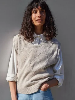 Pullunder aus Bio-Baumwolle und Wolle, 44 sand melange, S, GOTS