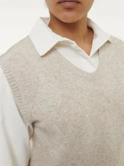 Pullunder aus Bio-Baumwolle und Wolle, 44 sand melange, S, GOTS