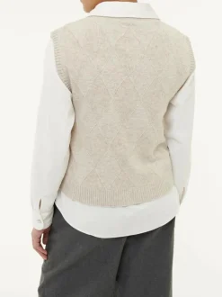 Pullunder aus Bio-Baumwolle und Wolle, 44 sand melange, S, GOTS