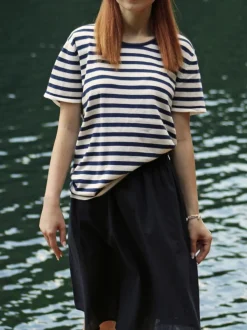 Rock aus Bio-Baumwolle und Leinen, 38 navy, 38, GOTS