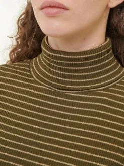 Rollkragenshirt aus Bio Baumwolle, 53 kaktus/light khaki ringel, S, GOTS