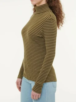 Rollkragenshirt aus Bio Baumwolle, 53 kaktus/light khaki ringel, S, GOTS