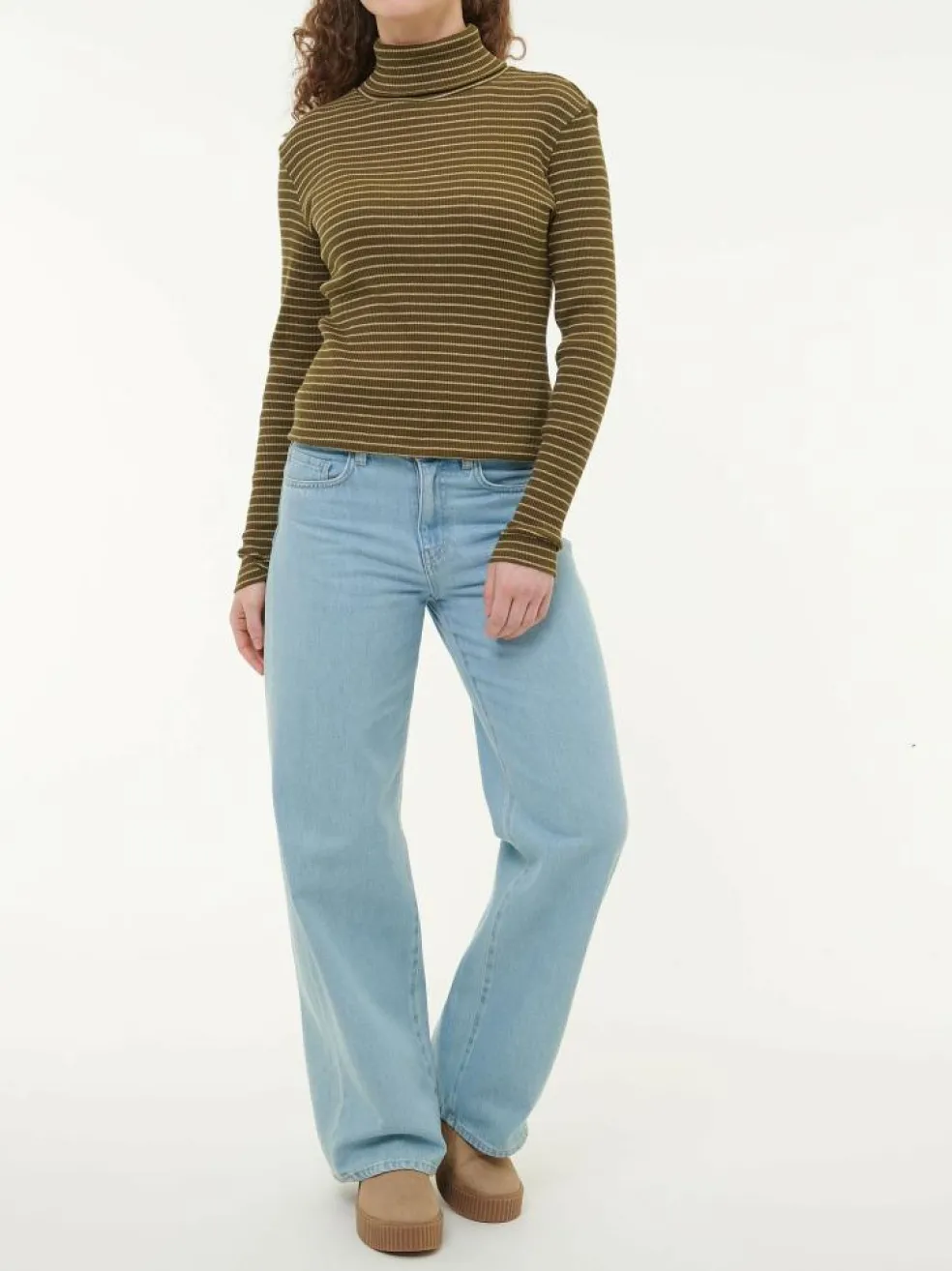 Rollkragenshirt aus Bio Baumwolle, 53 kaktus/light khaki ringel, S, GOTS