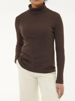 Rollkragenshirt aus Bio Baumwolle/Wolle, 61 chocolate melange, 38, GOTS