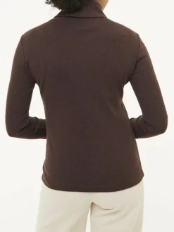 Rollkragenshirt aus Bio Baumwolle/Wolle, 61 chocolate melange, 38, GOTS