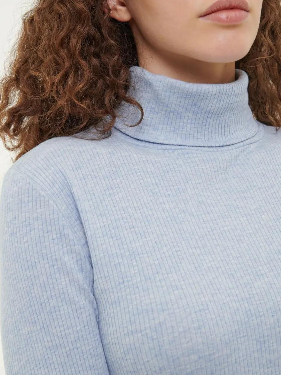 Rollkragenshirt aus Bio Baumwolle/Wolle, 32 lichtblau melange, 38, GOTS