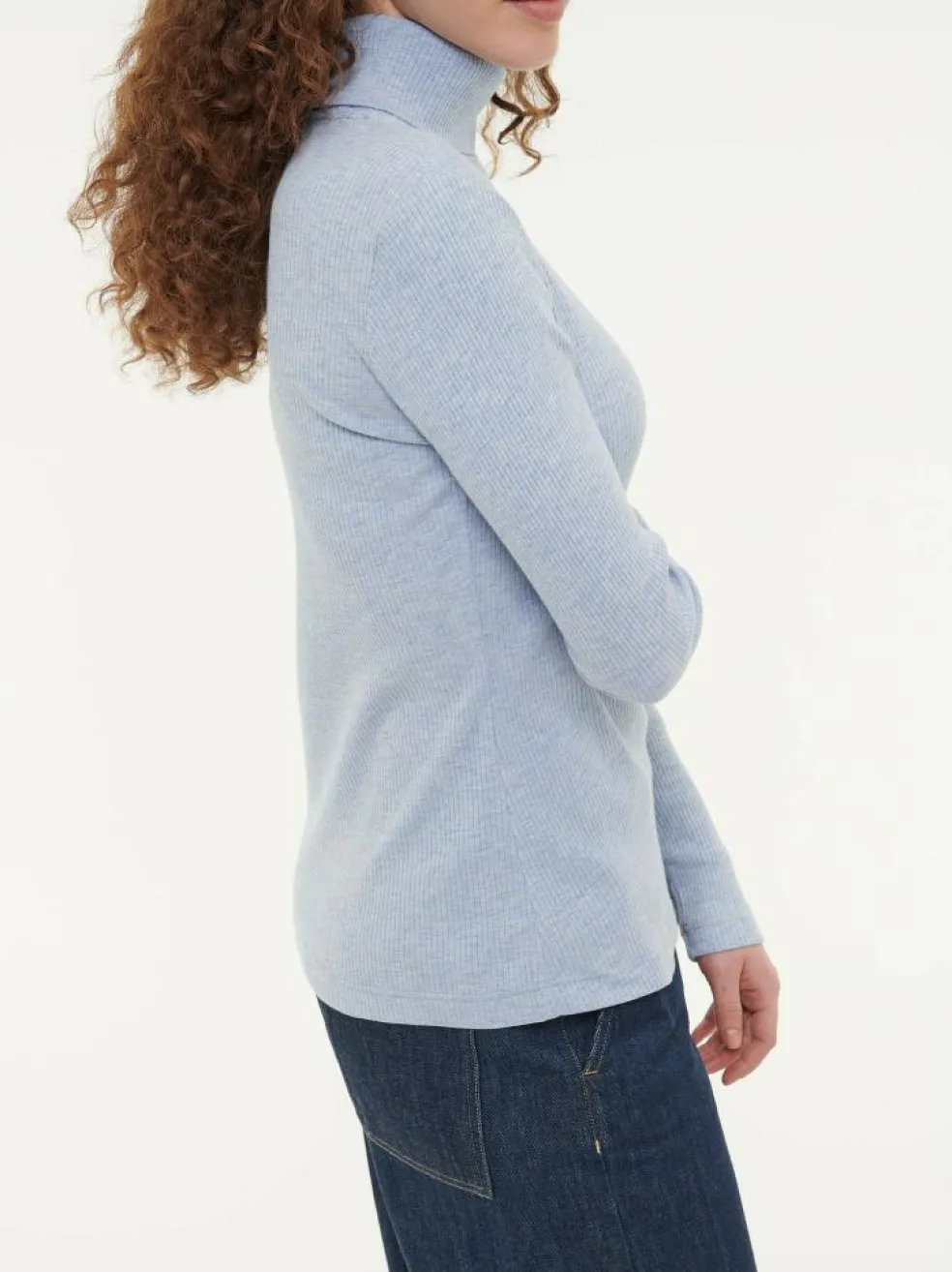 Rollkragenshirt aus Bio Baumwolle/Wolle, 32 lichtblau melange, 38, GOTS