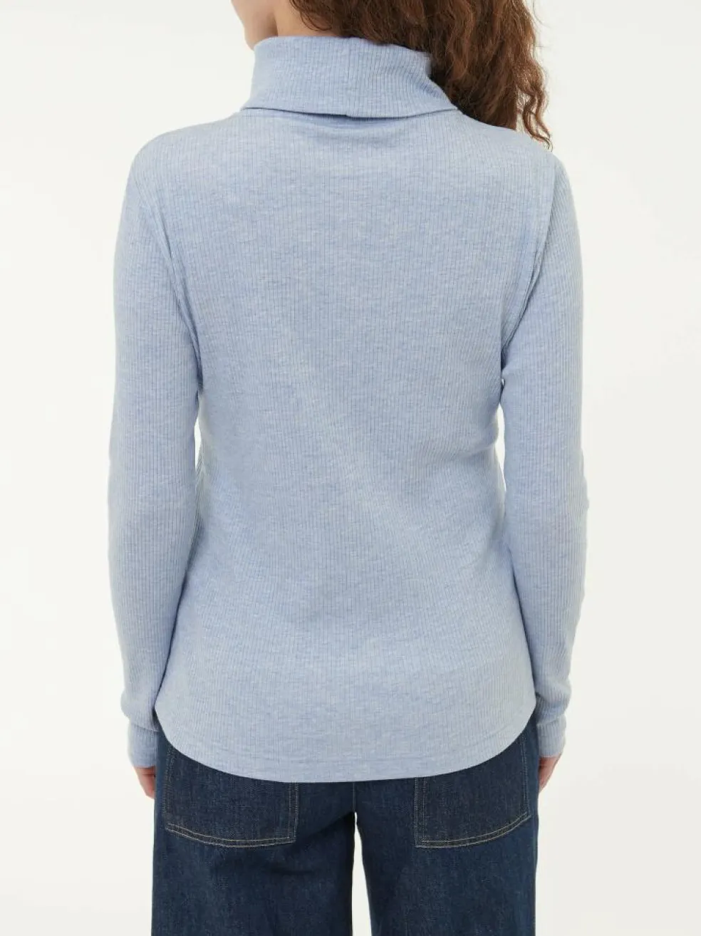 Rollkragenshirt aus Bio Baumwolle/Wolle, 32 lichtblau melange, 38, GOTS