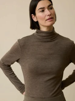 Rollkragenshirt aus Bio Wolle, 62 walnuss melange, M, GOTS