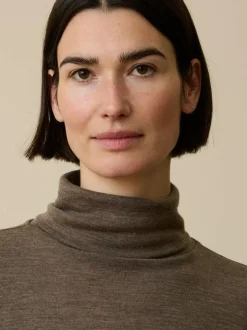 Rollkragenshirt aus Bio Wolle, 62 walnuss melange, M, GOTS