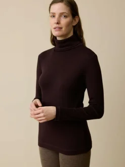 Rollkragenshirt aus Bio Wolle, 08 aubergine, S, GOTS