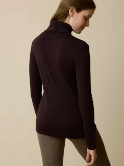 Rollkragenshirt aus Bio Wolle, 08 aubergine, S, GOTS