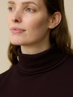 Rollkragenshirt aus Bio Wolle, 08 aubergine, S, GOTS