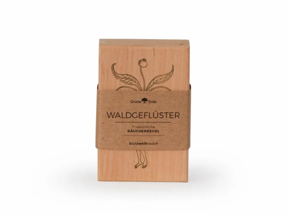 Räucherkegel Waldgeflüster im Holzkistchen, 7 Kegel